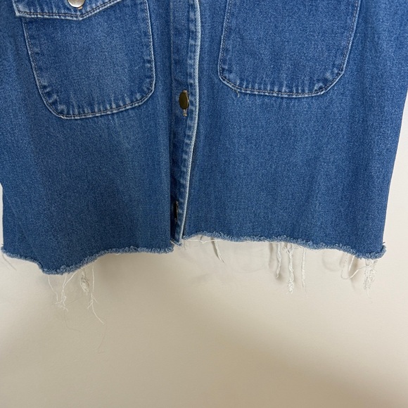 Made in USA Denim Jacket Corduroy Collar Cuffs Women’s Large Cropped Size L - Picture 8 of 16